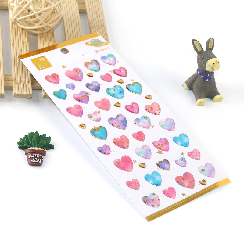 Suministro directo de fábrica japonés y coreano dorado fresco cristal epoxi pegatinas teléfono móvil pegatinas diario decorativo chica corazón mano cuenta pegatinas