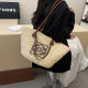 Luojia Straw Woven Bag Women's 2025 New Style Woven Vegetable Basket Large Capacity Shoulder Tote Bag Seaside Holiday Beach Bag
