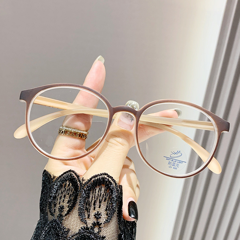 Gafas de lectura antienvejecimiento Mustard Tea para mujer, ultraligeras, modernas, con montura redonda elegante, gafas para presbicia, gafas de lectura retro de celebridades de internet transfronterizas.