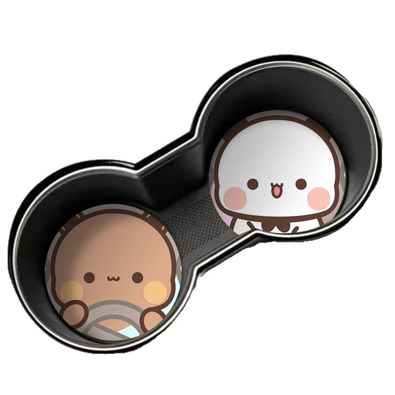 Yierbubu 자동차 컵 받침 도어 슬롯 보관 매트 자동차 인테리어 용품 만화 자동차 미끄럼 방지 매트 보관 매트