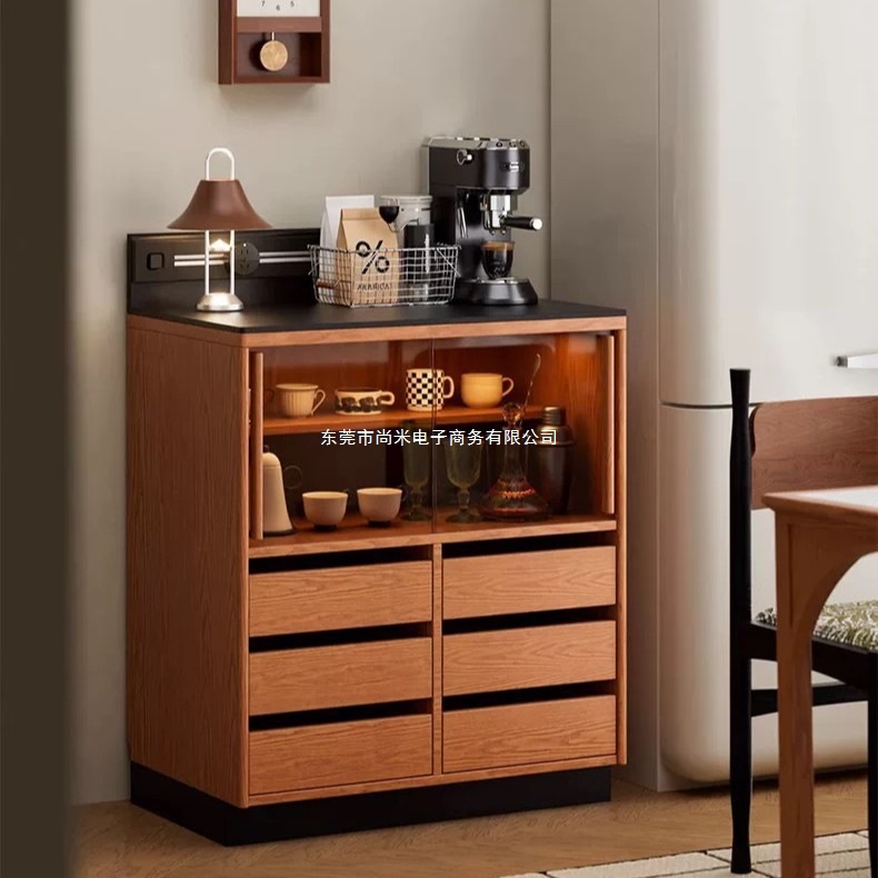 Simple Modern Modular Combination Sideboard Coffee Cabinet Wall-Mounted Slate Countertop Home Kitchen Restaurant Tea Cabinet Wood