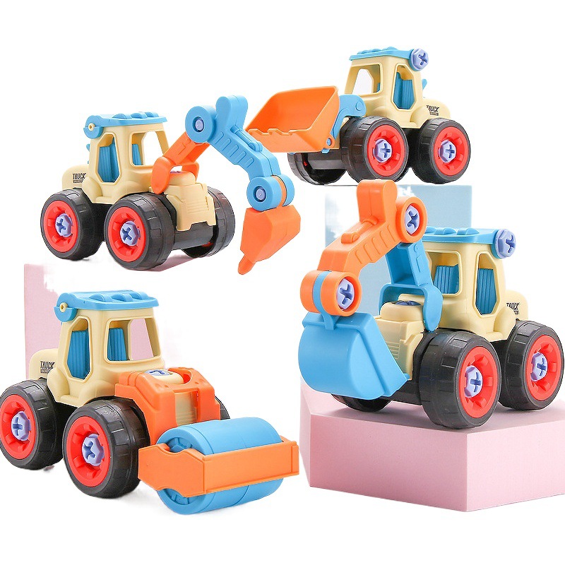 Cross-border children's disassembly and assembly engineering vehicle toy DIY nut assembly puzzle disassembly simulation sliding mining disassembly and assembly vehicle