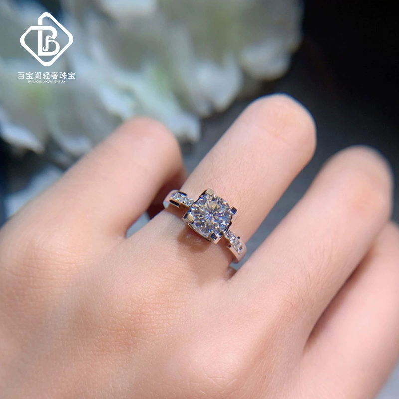 18K Платиновое модное кольцо с муассанитом D Цвет бриллианта имитация бриллианта указательное кольцо на палец женское 1-каратное обручальное кольцо с тауреном и четырьмя когтями