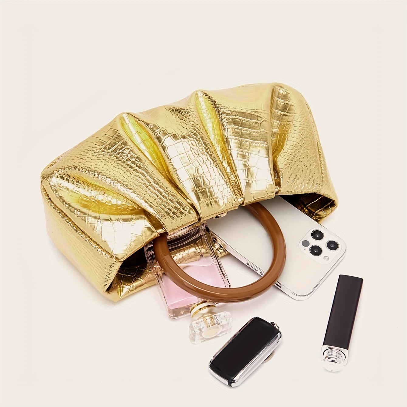 198g Weight Polyester Lining Material Magnetic Buckle Closure Type Top Handle Strap Type Evening Bag Bags Type Casual, Party, Shopping Occasion Pu Leather Material Solid Color Pattern All Seasons Season Women's Gender Elegant Style Cloud Shape Shape Gold Silver Green Pu Leather Solid Color Cloud Shape Evening Bags 14