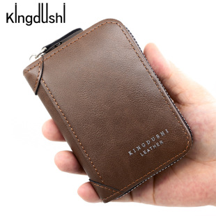 Business Casual Men's Zipper Corner Protector Organ Card Holder Card Holder Solid Color Generous Practical Change Certificate Card Holder
