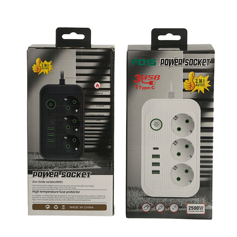 3USB + 1Type-C conector ruso de conexión europea caja estándar europea en blanco y negro