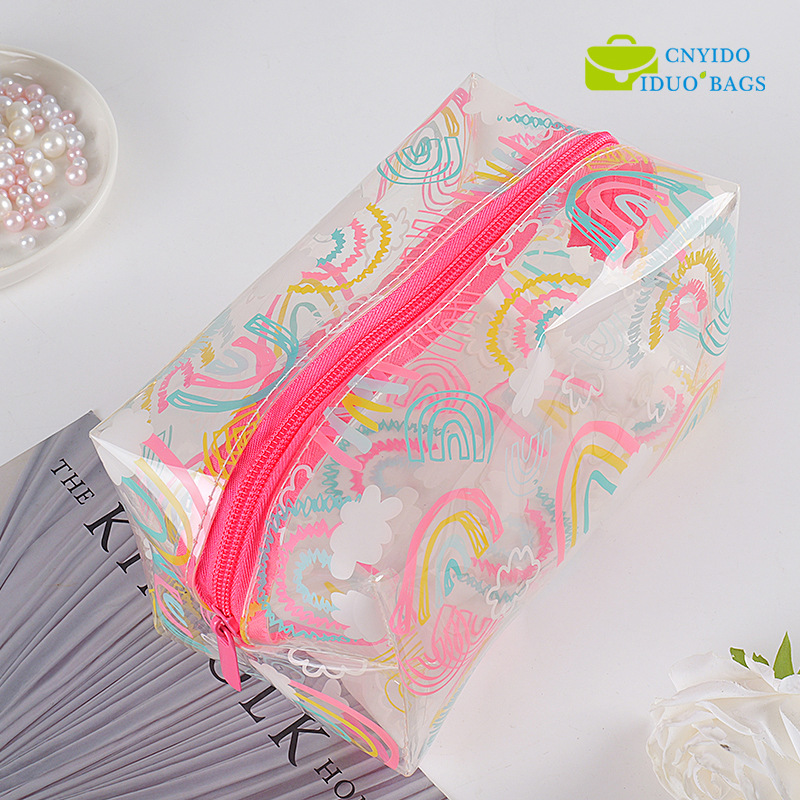 Spot tpu bag octogonal bag grueso antioxidante transparente impresión en color estuche para lápices bolsa cosmética almacenamiento fábrica de bolsas impermeables