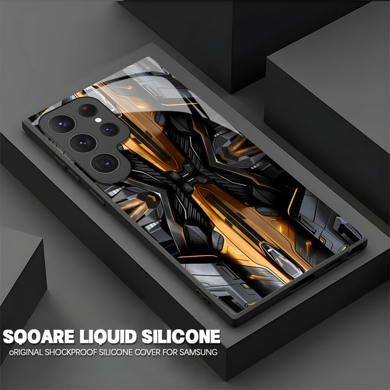 Trendy Black Gold Mechanical Armor Samsung S24Ultra Mobile Phone Case New Model Galaxy S25+ Protective Cover