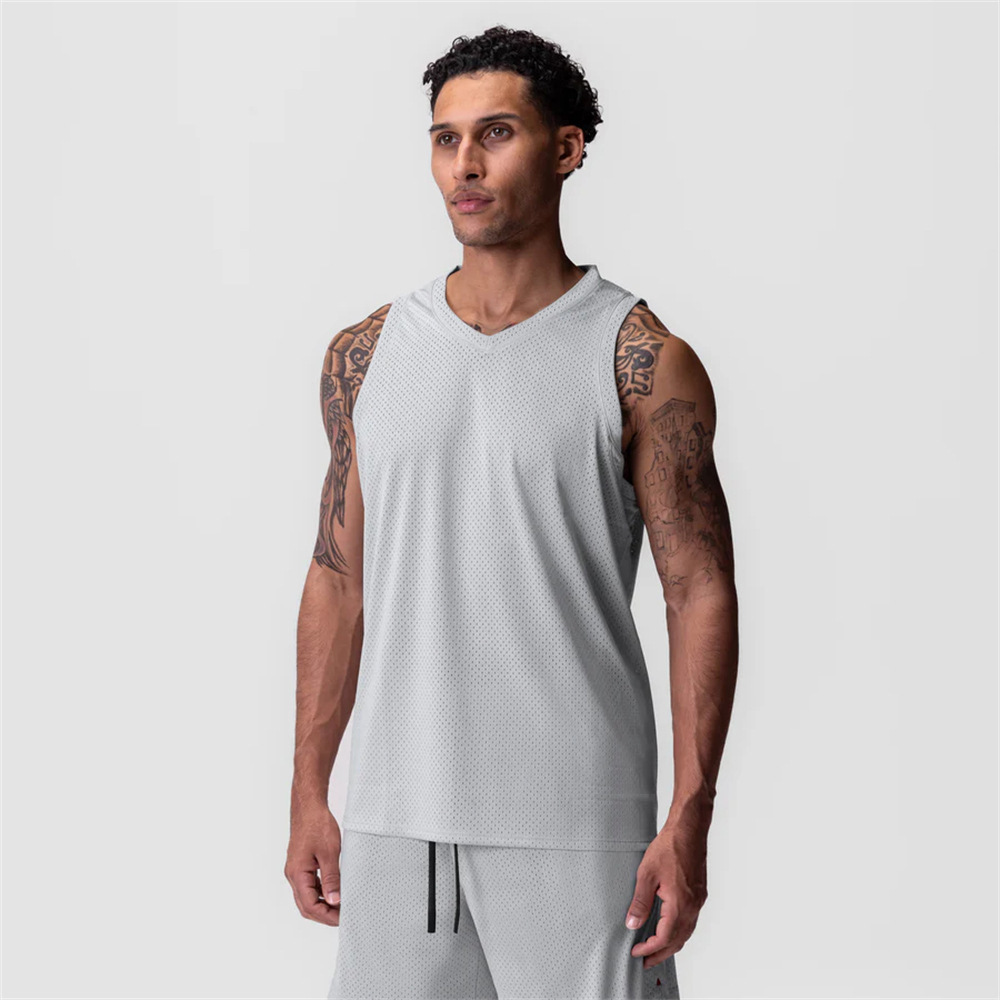 Chalecos de hombro para hombres de verano transfronterizos, ojos abiertos, ventilación, secado rápido, tendencia de fitness, deportes sin mangas, blusas relajadas, estadounidenses image 9