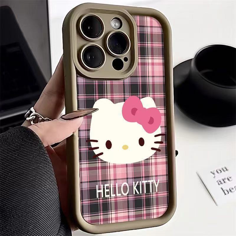 Funda para teléfono móvil KTcat iPhone16/15ProMax a cuadros 14 Apple 13 todo incluido 11 estilo caliente XS/XR12 Japón y Corea del Sur