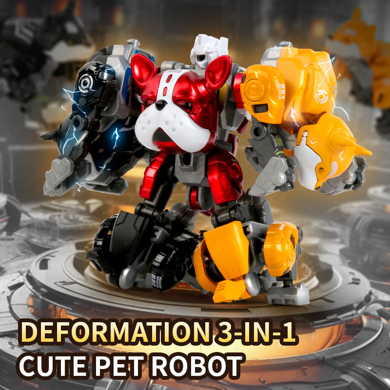 Transformation Dog Alloy Triple Transformation Warrior Robot Model Adornos Niños Juguetes Transfronterizo TEMU