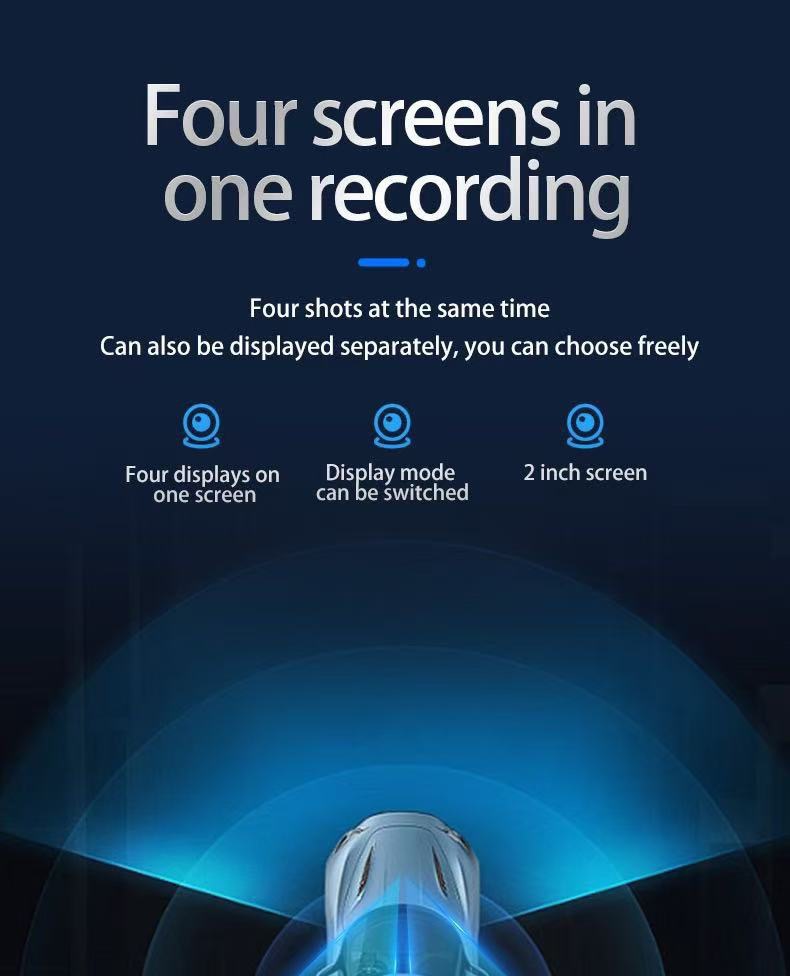 Cross-Border New Model Four-Lens Dash Cam That Records Both Inside and Outside the Car, with High-Definition Night Vision and Wide-Angle Reversing Images