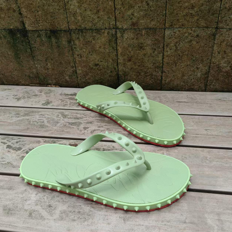 Christian Louboutin Loubi Flip Spikes Rubber Mint Green