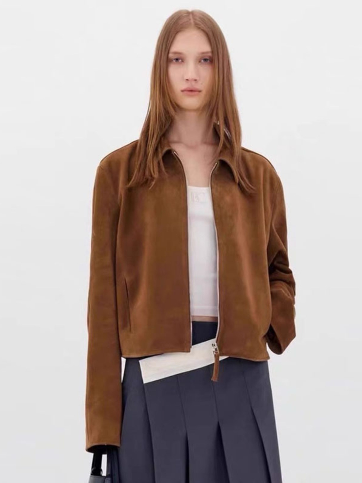 LOW トップ 2025 レザージャケット春と秋ルーズクラシックレトロスリムダメージジッパーラペルジャケット女性のための