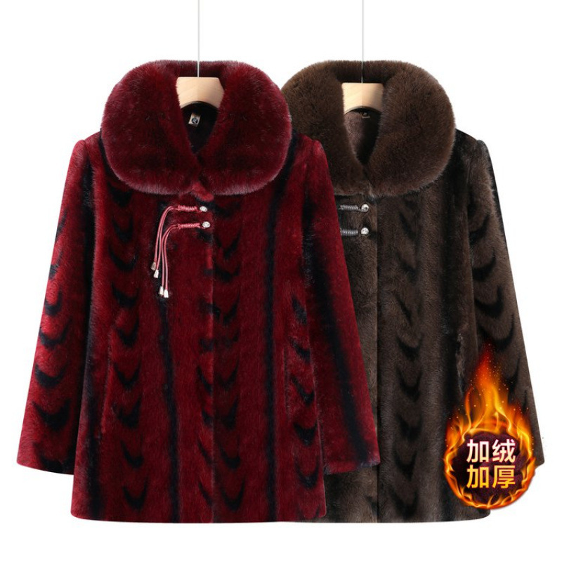 Plus Size Special Fit 100kg Winter Clothing for Middle-Aged and Elderly Women, Grandma's Style Faux Fur Coat, High-End Mink Coat for Mom