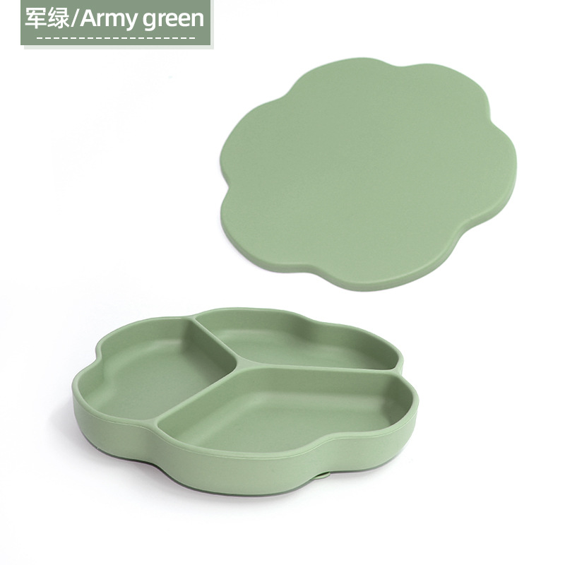 Amazon venta caliente en un plato de silicona para niños herramientas de alimentación para bebés flores de plato al por mayor