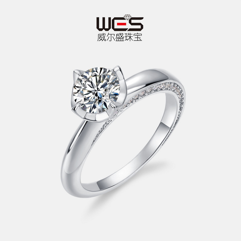 Transfronterizo nuevo Anillo de moissanite brillante S925 garra de plata con incrustaciones de colorido anillo de bodas tesoro europeo y americano simple sentido de alto grado