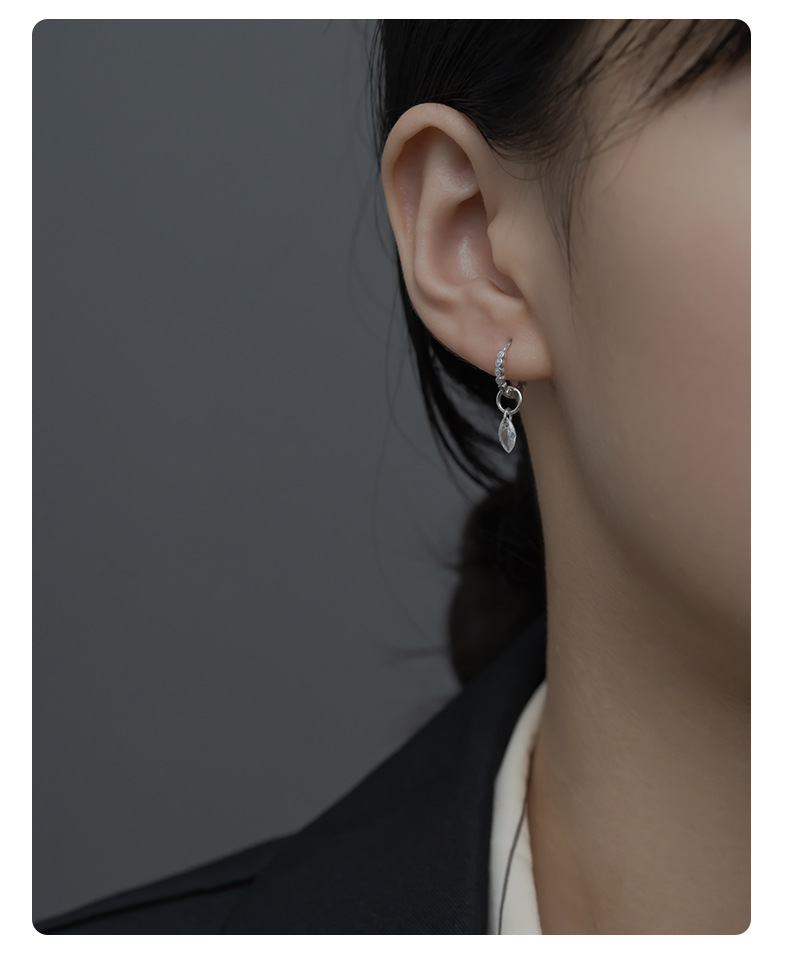 1 Piece 1 Pair 4.9*12.9mm 925 Sterling Silver Zircon 18K Gold Plated Oval Water Droplets Heart Shape Pendant Hook Earring Findings Earring Findings display picture 7