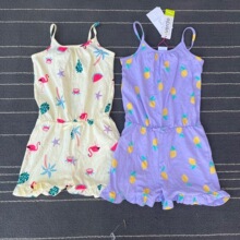 童装欧美单 中小童 卡通连体衣 25 新夏季连体裤无袖背心连体短裤