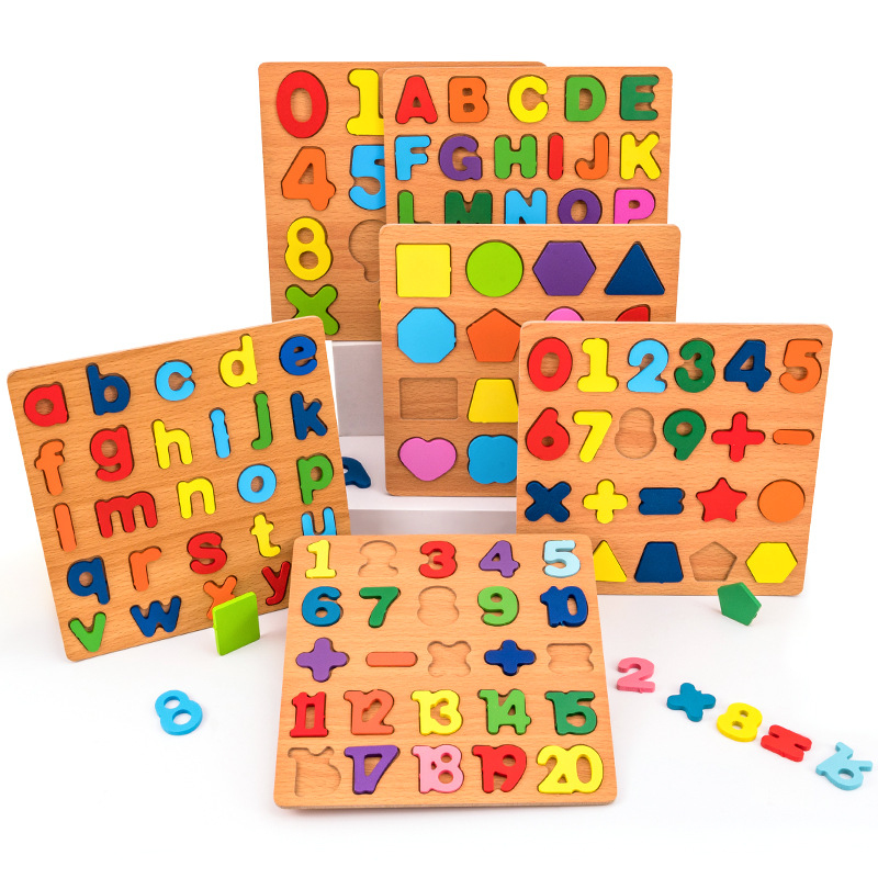 wooden digital cognitive letters and numbers