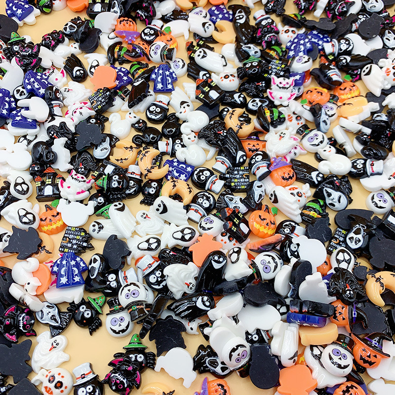 New Halloween series pumpkin skull ghost diy resin accessories cream glue phone case jewelry material