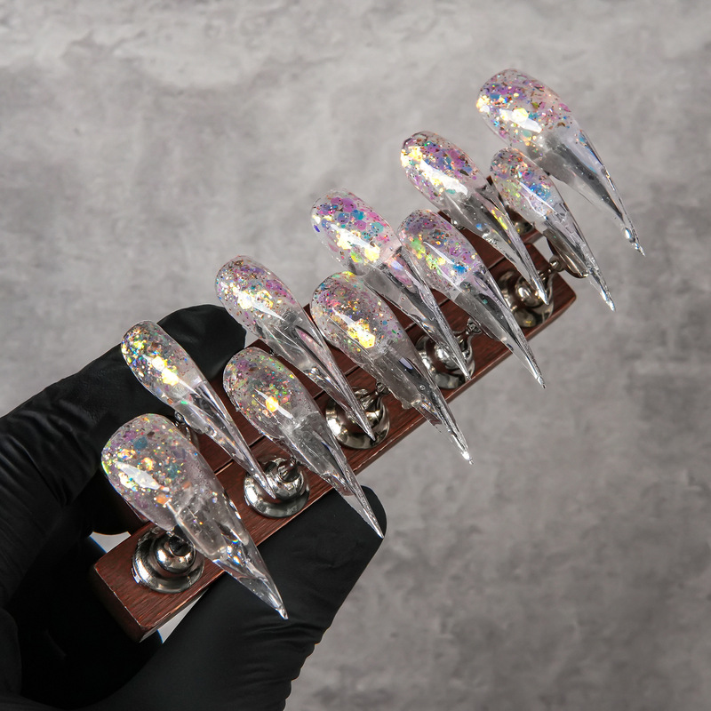 Iridescent Crystal Sequin Dragon Claw Wearable Nails Sharp and Pointed False Nails Luxurious and High-End Detachable Nail Stickers Iridescent Crystal Sequin Dragon Claw Wearable Nails Sharp and Pointed False Nails Luxurious and High-End Detachable Nail Stickers