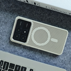 适用红米K80PRO散热透气网孔手机壳红米K70至尊版金属镜框磨砂PC