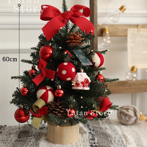 Shengyuan explosión de escritorio árbol de Navidad DIY set rojo y blanco decoración de Navidad decoración de ventanas de la sala de estar