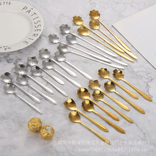 不锈钢樱花勺甜品勺搅拌勺玻璃早餐杯婚礼玫瑰花伴手礼咖啡勺冰勺