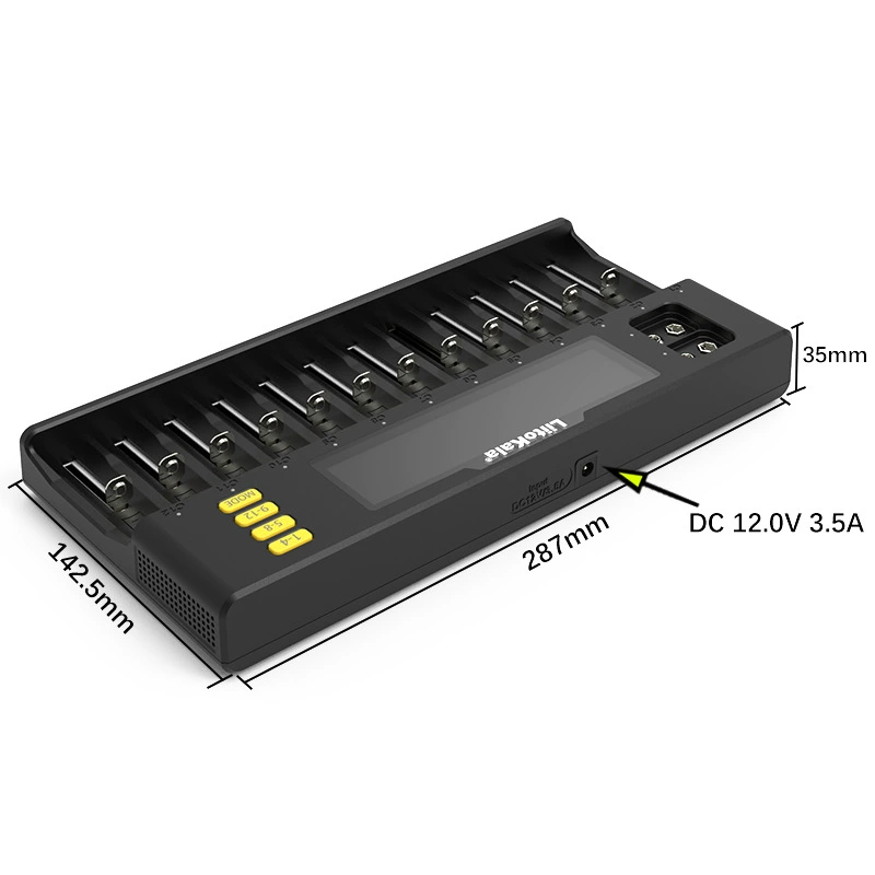 Зарядное устройство LiitoKala Lii-S12 18650 21700 9V 12 слотов с ЖК-дисплеем