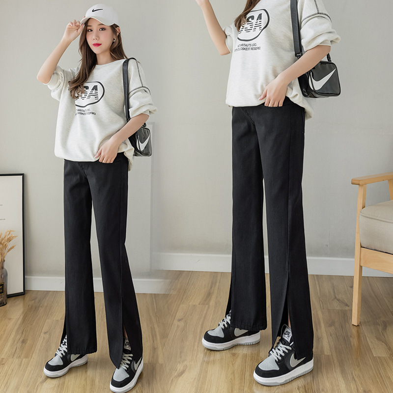 孕妇牛仔裤春秋装宽松运动休闲九分直筒阔腿打底裤春夏装