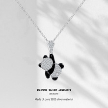 S925纯银胖嘟嘟熊猫项链女小众设计轻奢高级感锁骨链直播爆款饰品