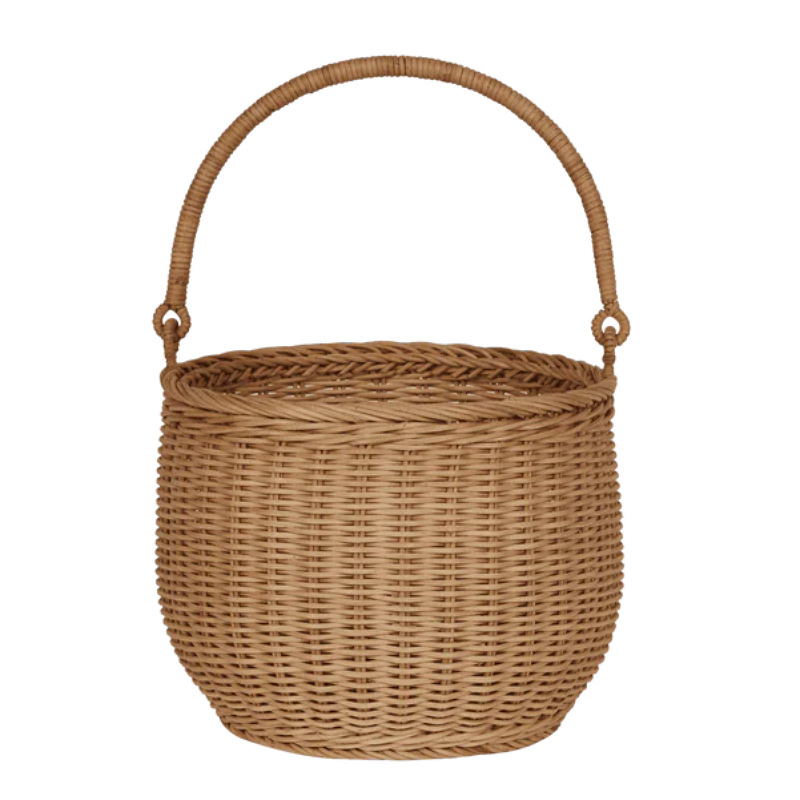 Gran por mayor almacenamiento portátil imitación de caña tejida cesta de picnic al aire libre cestas de frutas flores cestas de mano cestas de flores para niños