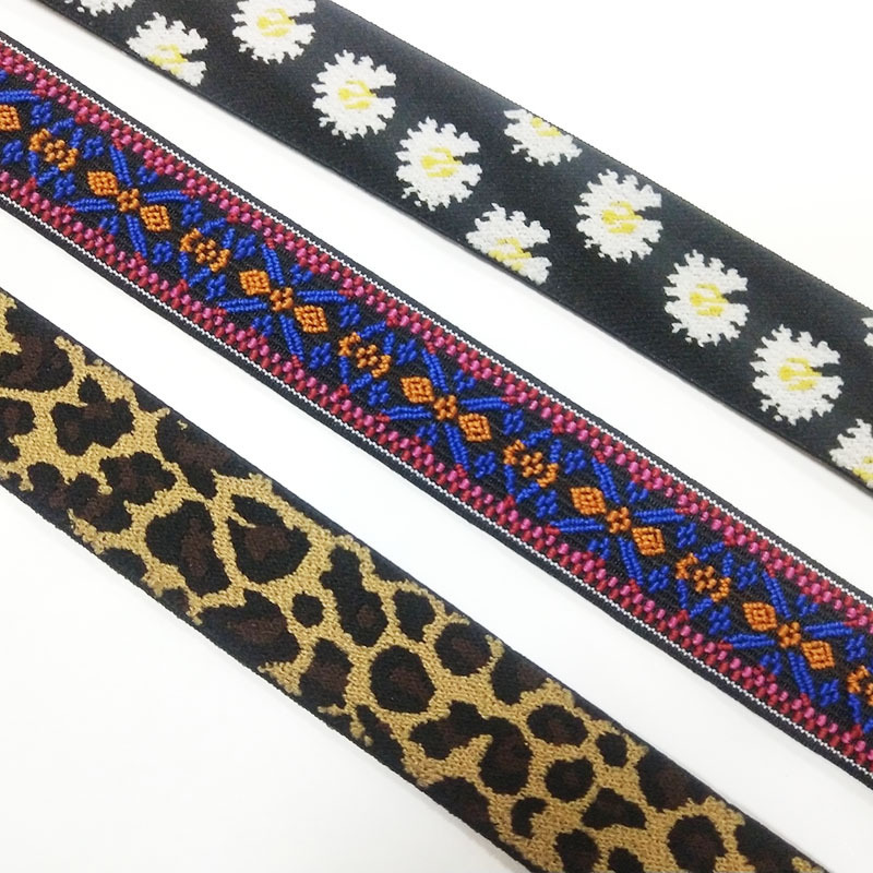 手表带弹力橡筋服装裤腰头丈根带雏菊豹纹提花松紧带弹力带现货