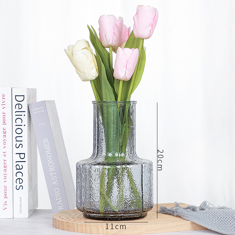 Nuevo estilo chino simple hielo roca vasija de vidrio decoración ligeramente lujosa decoración de mesa de sala de estar acuoso flor flor floral vasija