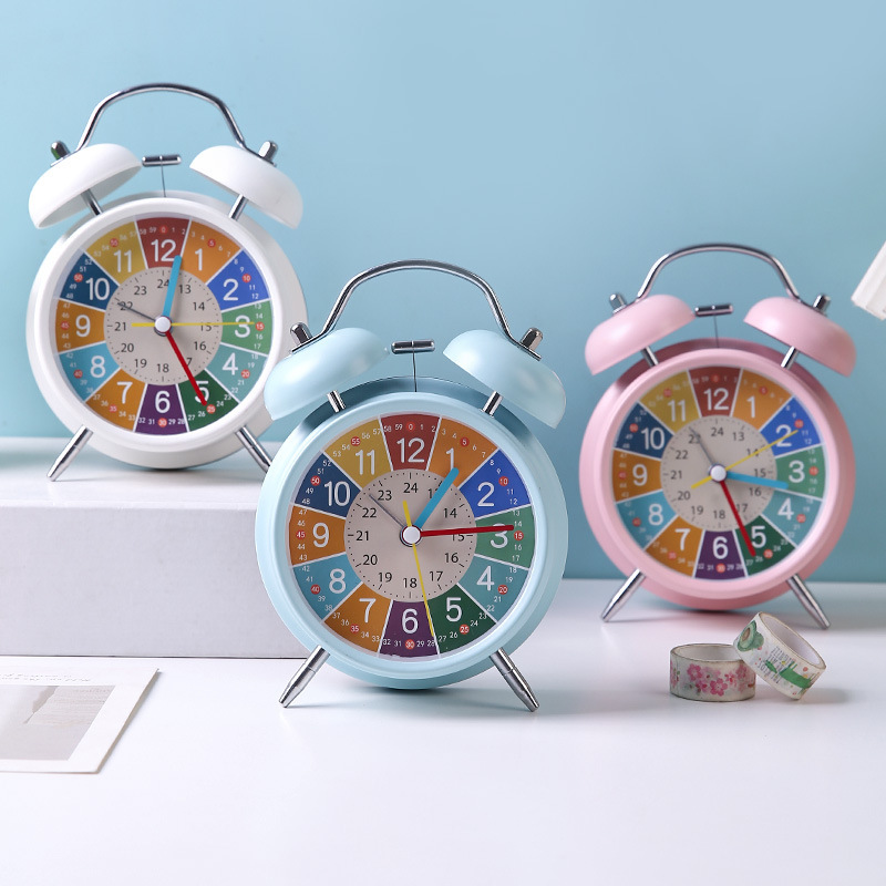 Iron Art Bell Alarm Clock Pick Seconds Retro Pointer Digital Children's Student Clock Bedside Wake Up Double Bell Alarm Clock