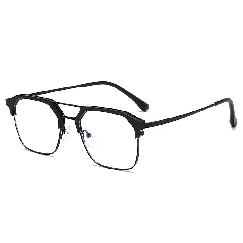 Minimalist Metal Double-beam Blue Light Blocking Glasses For Men_voghion.com