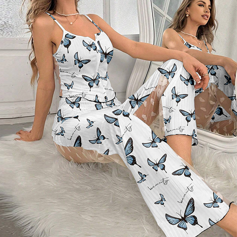 Comercio exterior transfronterizo temu verano sexy damas servicio a domicilio traje de dos piezas europeo y americano simple casual cómodo ropa exterior pijama