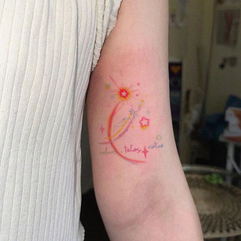 Atmospheric Colorful Meteor Tattoo Stickers, High-End Watercolor Design, Waterproof and Wear-Resistant, Personalized Stickers