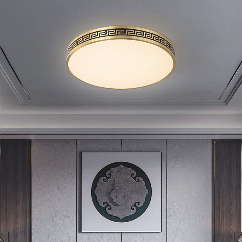 新中式全铜吸顶灯新款圆形金色中国风禅意餐厅书房阳台过道卧室灯