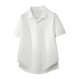 ZF8108-3D衫时尚高级T恤上衣美式麻花纹翻领针织短袖POLO男装，男装针织衫/毛衣，星座614