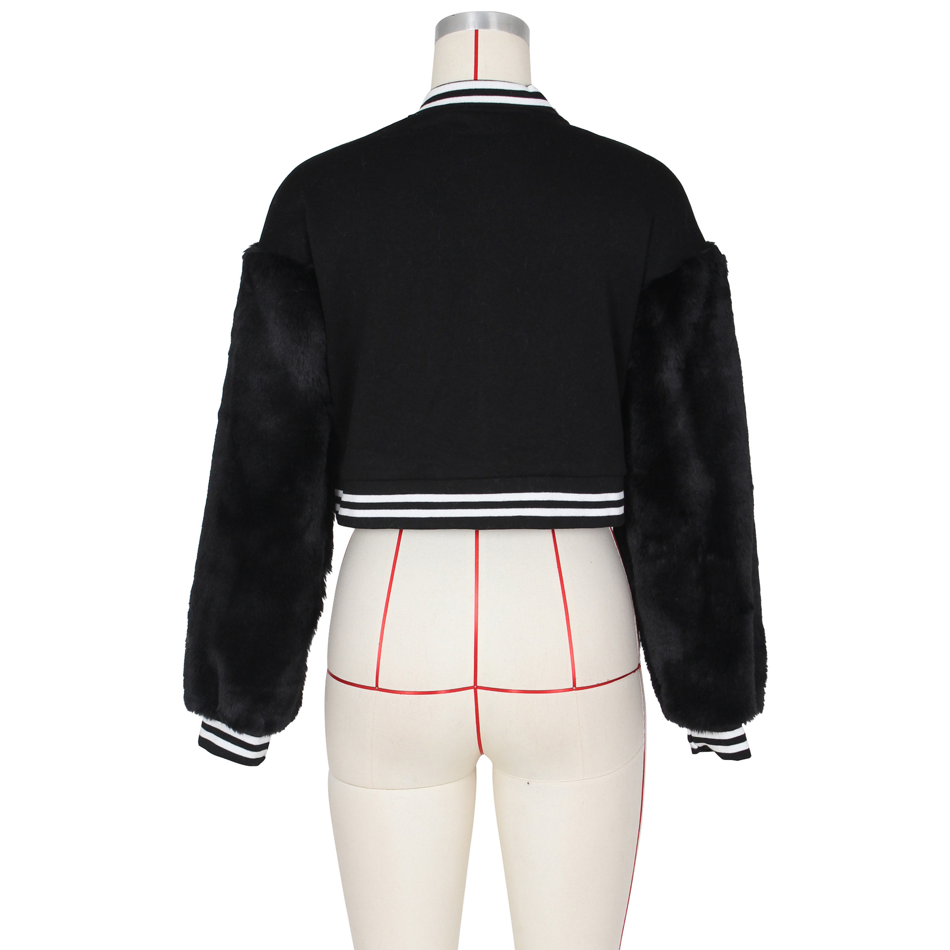 Damen Baseballjacke Mit Fellärmeln Für Den Lässigen Alltag_voghion.com