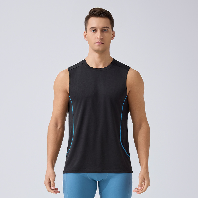 Chalecos deportivos transfronterizos chalecos europeos y estadounidenses delgados chalecos de secado rápido en verano, hombres corriendo Fitness camiseta sin mangas transpirable Top image 12