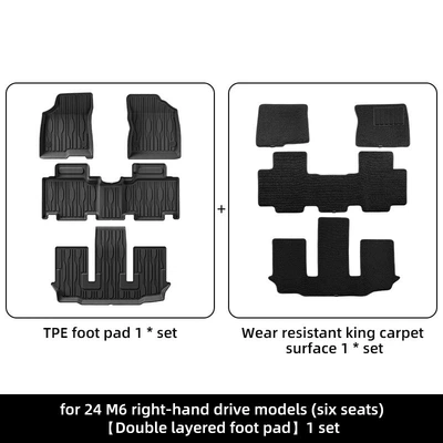 Suitable for 24-25 Model Byd Modelə uyğun ayaqaltı - 24-models-of-byd-m6-right-hand-drive-double-layer-six-seatswear-resistant-kingthailandhong-kong-china-floor-mats-w240006354