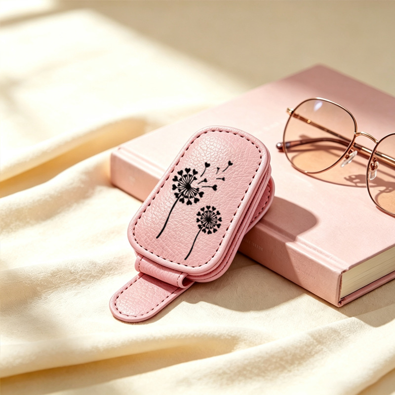 Cross-border bestseller sunglasses holder, creative car sun visor storage, pink dandelion car glasses clip