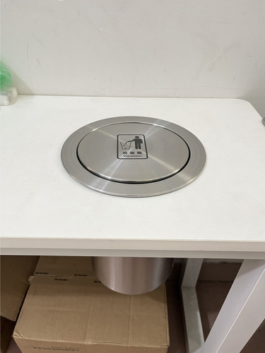 Cabinet embedded trash can flip cover countertop hidden kitchen sink stainless steel decorative cover lid swing lid