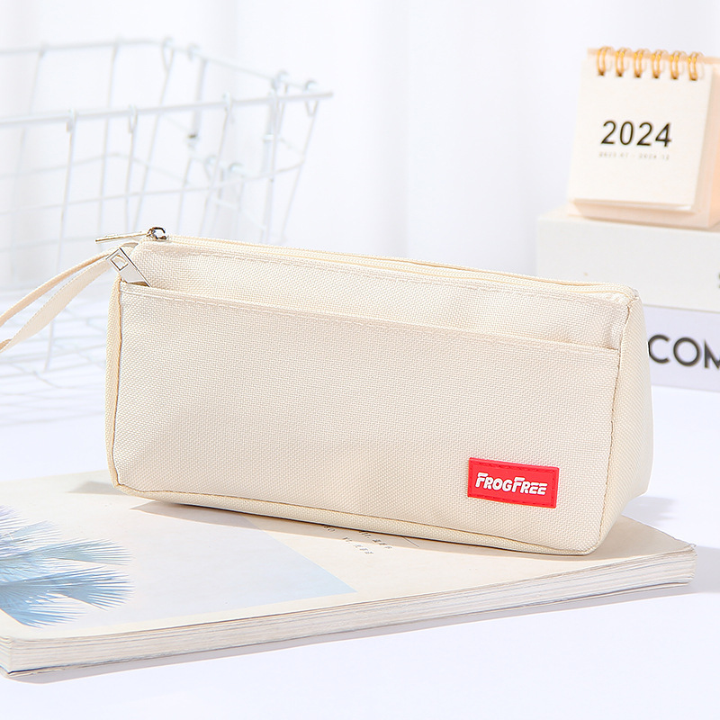 Bolsa de lápiz simple de cinta de color sólido gran capacidad antisucio caja de papelería de doble cremallera bolsas de lápiz de estudiantes de primaria y secundaria fábrica al por mayor