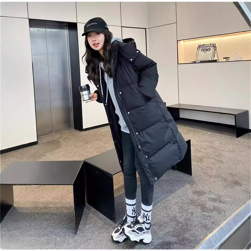 2025年冬新作 レディース ダウンジャケット 膝丈 ロング丈 カジュアル ゆったり 着痩せ効果 厚手 90%ホワイトダックダウン アウター 男女兼用