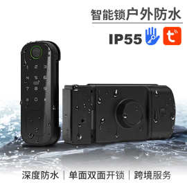 新款铝合金户外防水指纹密码涂鸦牛头锁遥控铁门庭院智能指纹锁