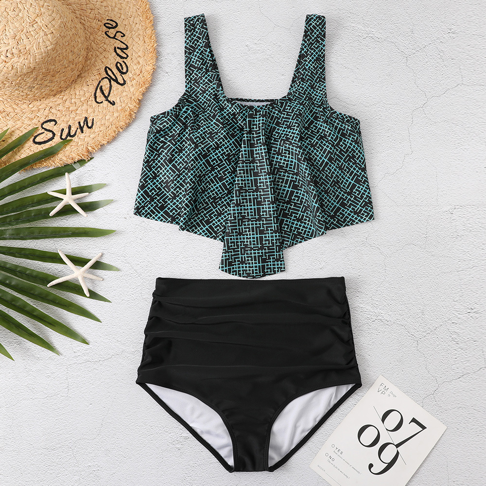 91g Weight Polyester Fabric Type Ditsy Floral, Solid Color Pattern L, M, S, XL, XXL Size Ditsy Floral Solid Color Tankinis 2